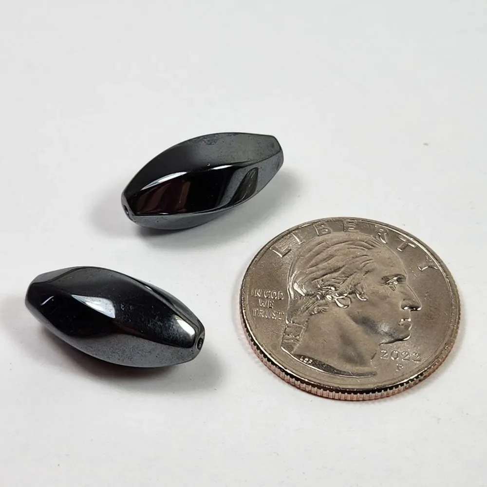 5 for $10 Bead Hemalyke, 20x10mm twisted oval, lot of 2 black
